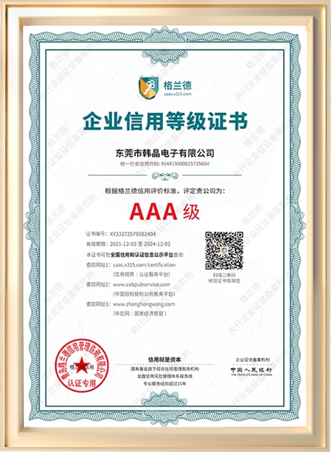 信用等級(jí)證書